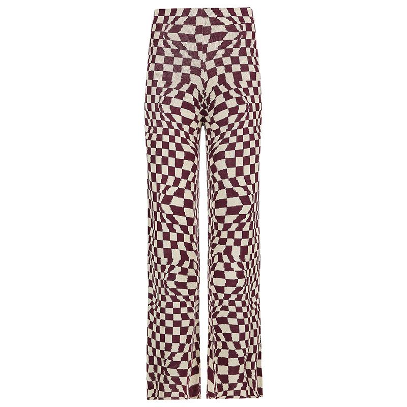 Plaid Pants Women 2021 New Women's Pants European and American Style Fashion Diamond Grid Woolen Straight Leg Pants Women Casual Pants