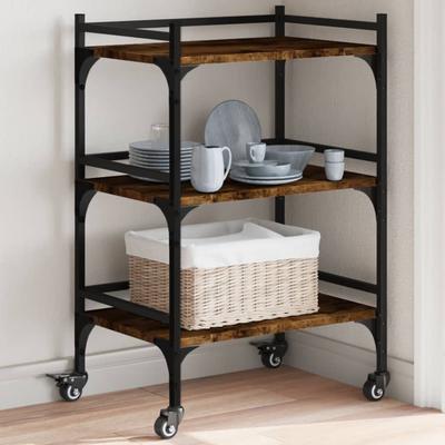 Vidaxl Kitchen Trolley, Smoked Oak, 50X35X75.5 Cm