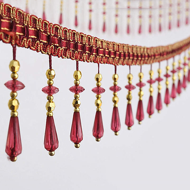 12 Yards/Lot Kristall Vorhang Quaste Spitzenbesatz Nähen Besätze Kristall Perlen Fransen Polster Vorhang Zubehör Spitze Dekor