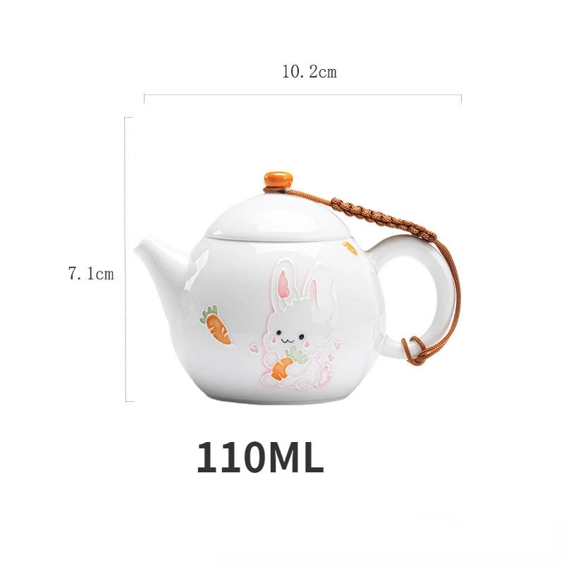 Japanese Hand-painted Moe Rabbit Teapot Lifting Pot Household White Porcelain Bubble Teapot Ball Hole Filter Kung Fu Tea Set