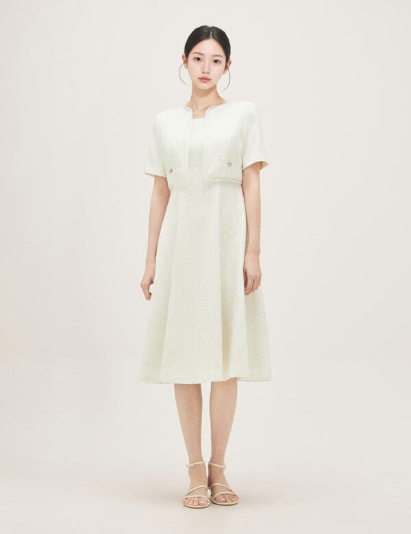 Roem Jacket-Style 2-In-1 Tweed Long Dress Rmowg26St3