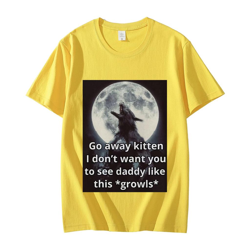 Go Away Kitten Alpha Werewolf TShirt Mens Womens Gothic Vintage Short Sleeve TShirts High Quality Fashion Oversized T Shirts