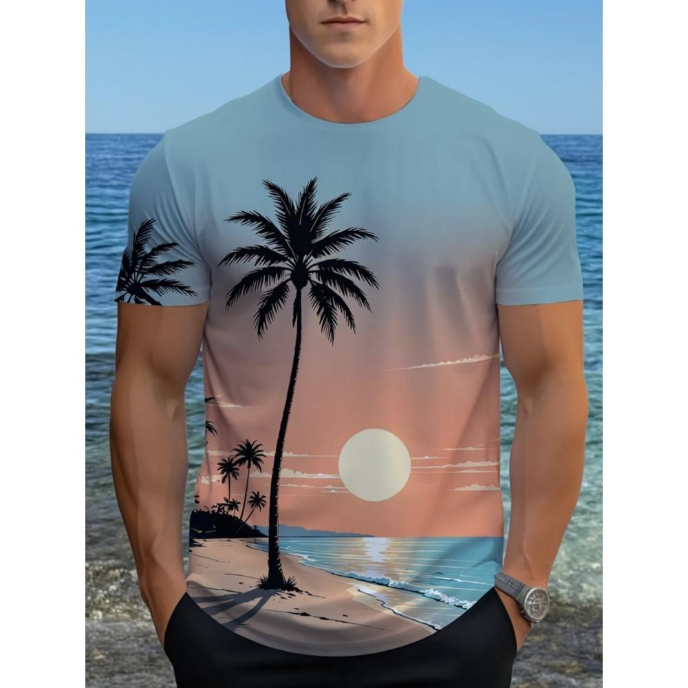 

Men s 3D Coconut Tree Printed T-shirt 5XL