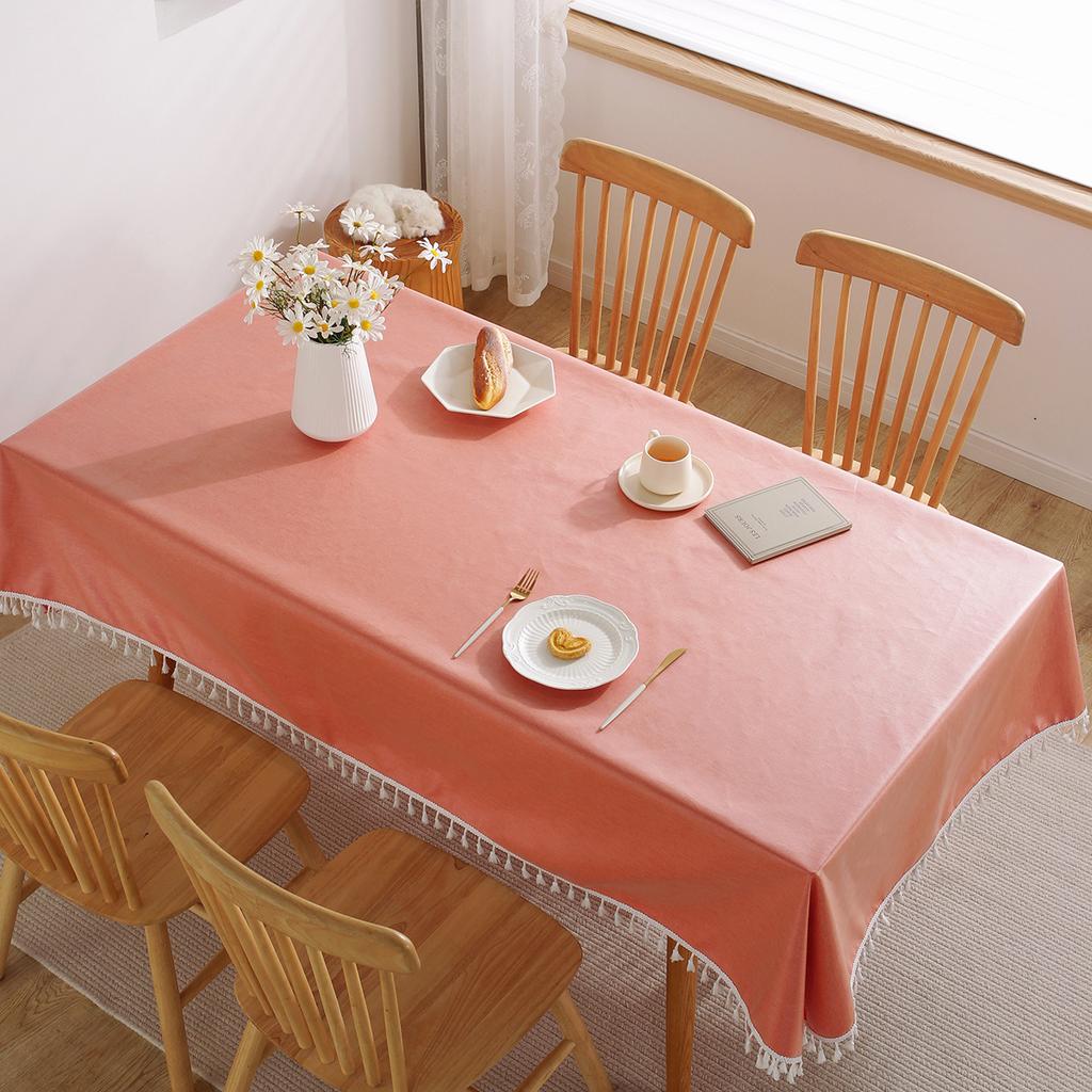 Simple Cotton And Linen Tablecloth Solid Color Tablecloth Waterproof And Oil-Proof Dining Table Cloth Restaurant Fabric Decorative Cloth Dust-Proof