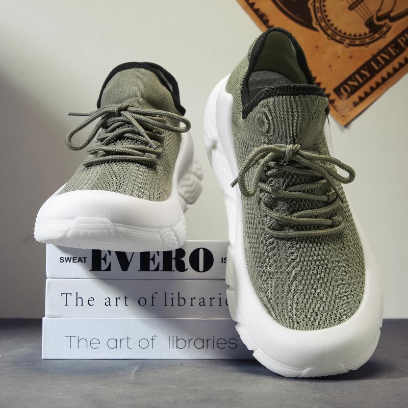 Popular Men's Casual Shoes Fly-woven Breathable Fashion Socks Shoe Thick-soled Non-slip Student Trendy Shoes Mens Sports Shoe
