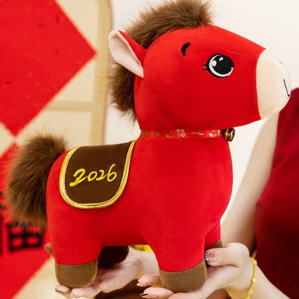 Soft Stuffed Plush Horse Doll Letter Print Pony Animal Toys Horse Year Mascot Chinese New Year