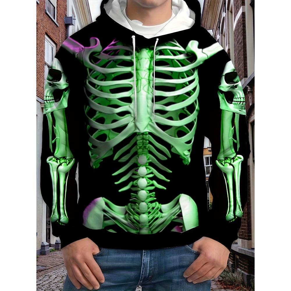 Skull Men's Hoodie Long Sleeved Hoodie Autumn/ Winter Streetwear Top Retro Casual Men's Hoodie Oversized Clothing