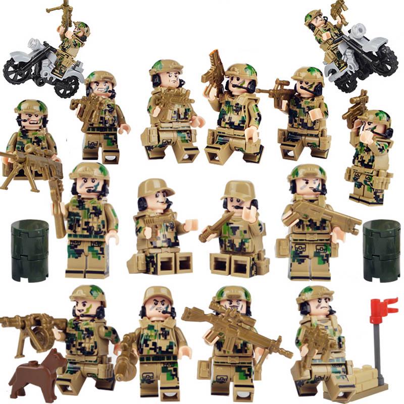12pcs//set The Eight Route Army Military Soldiers Building Blocks Figures Toys