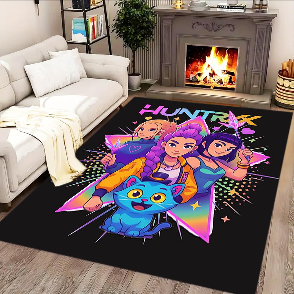 Magische Meisjes in Neonlichten vloerkleed voor woonkamers, slaapkamers, huisdecoratie en als cadeau.