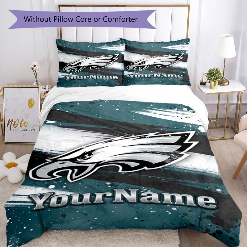 Philadelphia Eagles Customize Your Name Bedding Set Breathable Duvet Cover With Pillowcases Decorative Bed Linen For Bedroom Home Decoration Birthday 