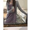 Korean Version Purple Suspender Dress for Women In Summer with Gentle Waist Style A-line Long Skirt
