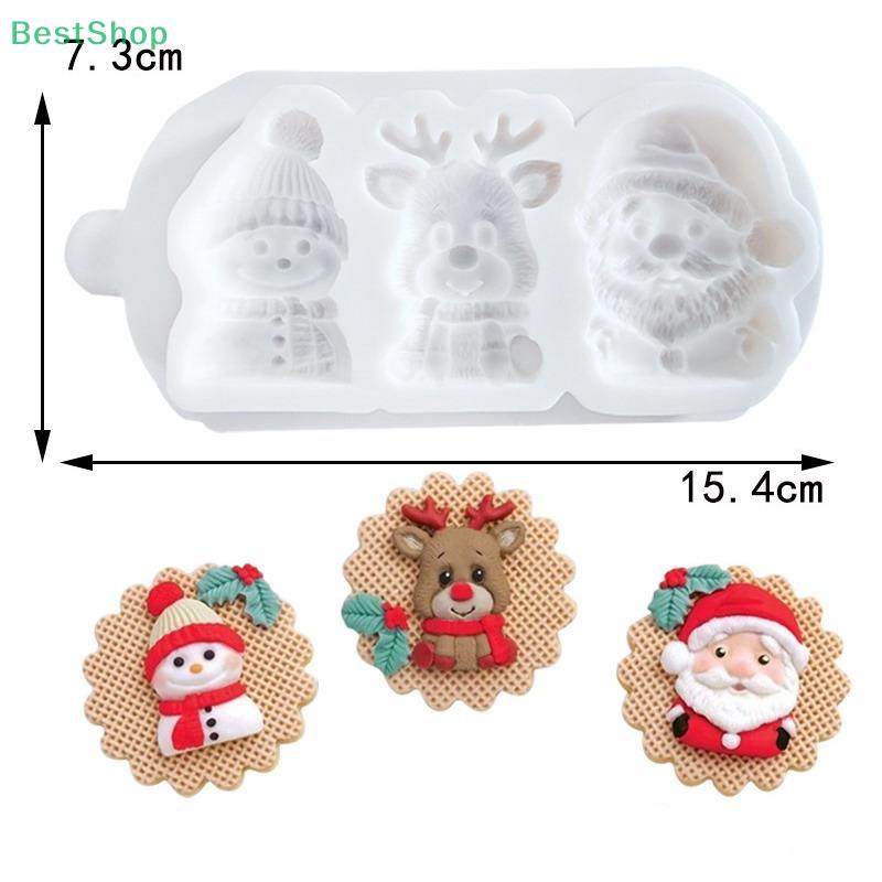 3 Vertiefungen Weihnachtsmann Elch/Schneemann/ Schneeflocke Silikonform Fondant Kuchen Dessert Schokoladenform Dekorationswerkzeuge