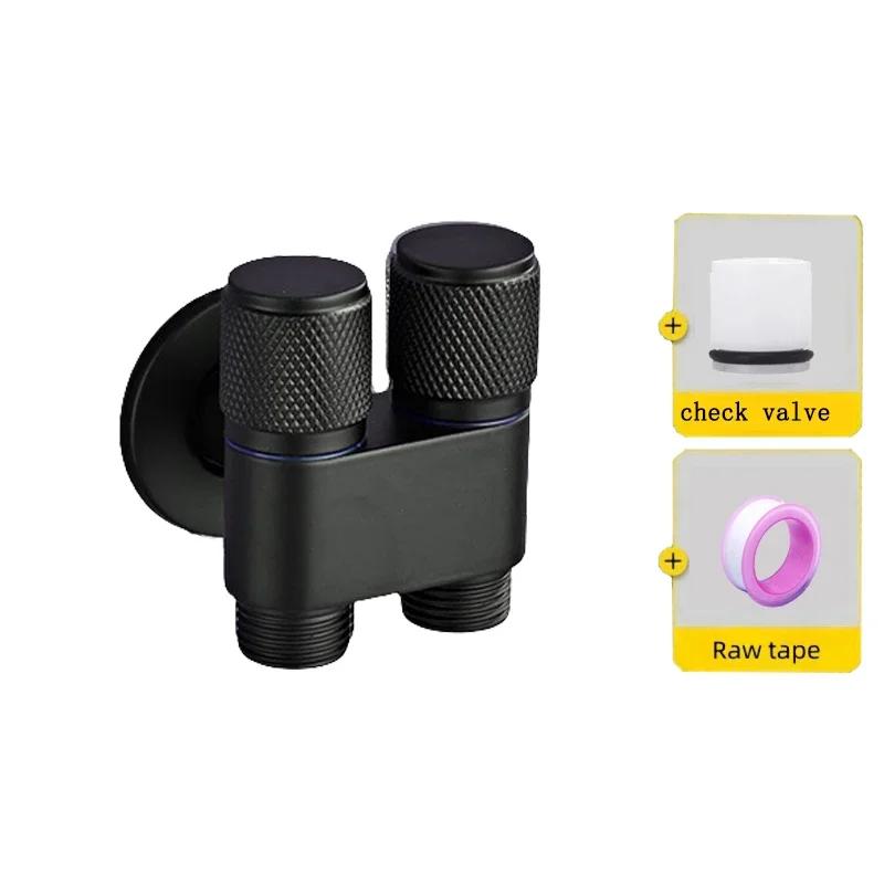 Stainless Steel G1/2 1 In Two Out Double Control Washing Machine Faucet Toilet Triangle Valve Faucet Accessory