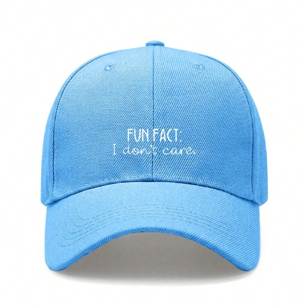 [Casual Baseball Cap] Beige "FUN FACT: I Don't Care." Print Baseball Hat, Adjustable Breathable Lightweight Curved Brim, Daily Wear Sun Dad Hat