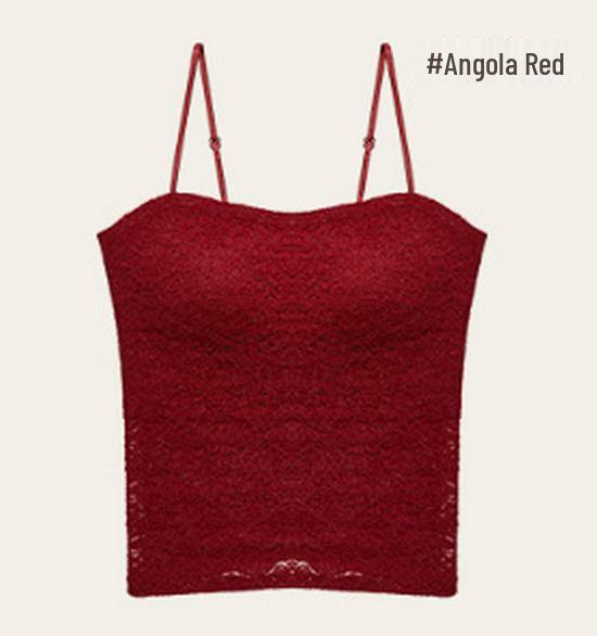 Autumn/Winter Rose Floral Lace Spaghetti Strap Seamless Bandeau Vest