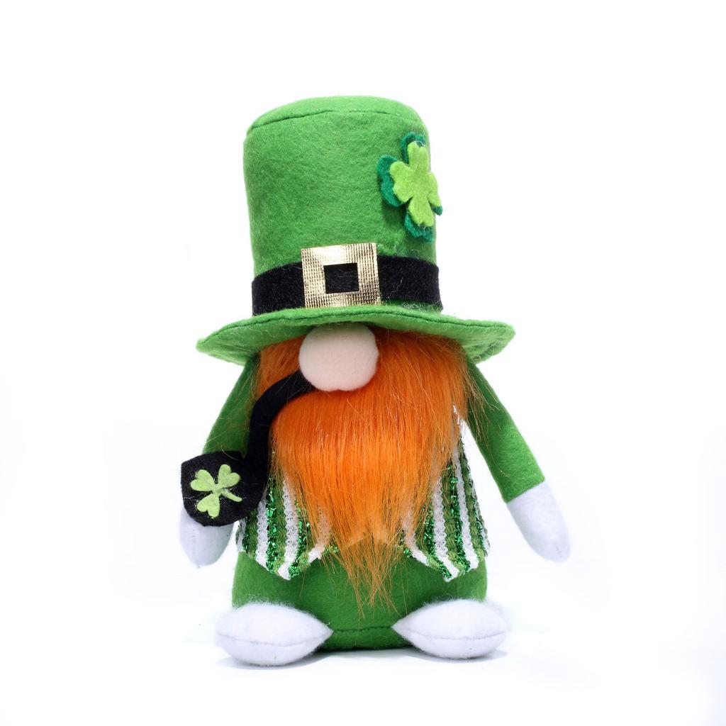 Klöveransiktslös docka Grön St Patrick's Day Rudolfdocka Irländsk festivalatmosfär Dekorationstillbehör Festivalfönster