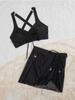 Solid Pendant Design Sexy Two Piece Bikini With Drawstring Skort Comfortable For Beach Vacation