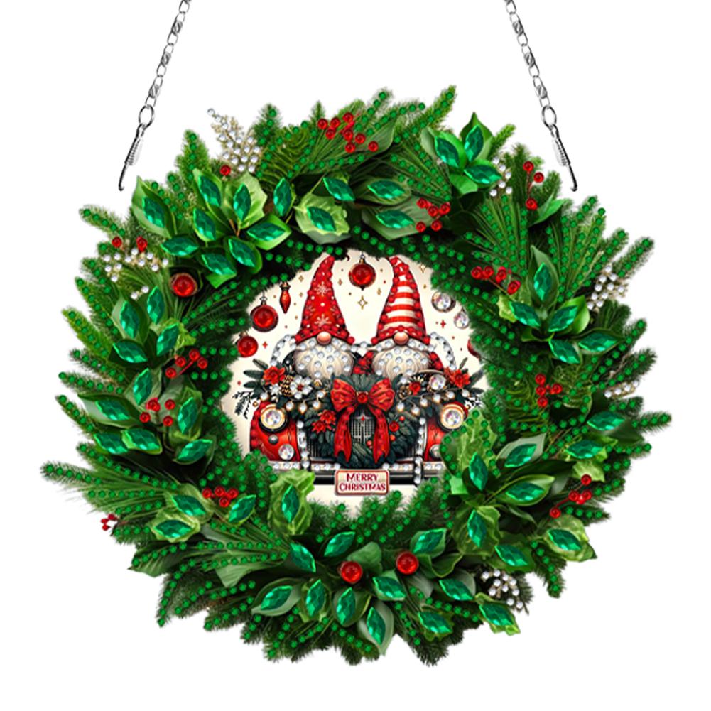 

Christmas 2D Flat DIY Hanging Diamond Art Kits Rhinestone Diamond Art Window Pendants Diamond Art Pendant Wall Door Decoration