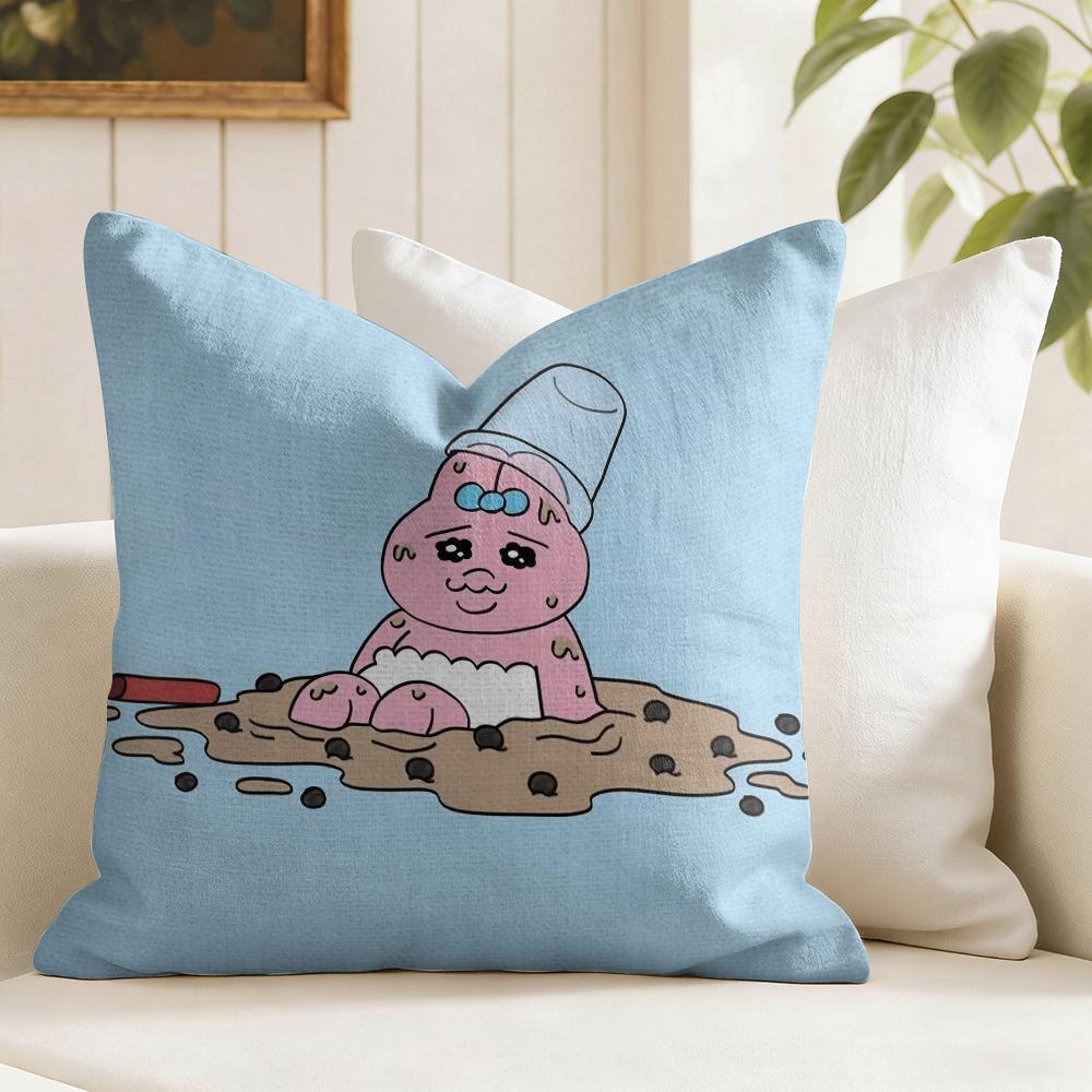 Kawaii OOpanchu Usagi Cushion Cover Eco Linen Pillow Case DoubleSided Print Breathable Durable Zipper Home Decor Gift