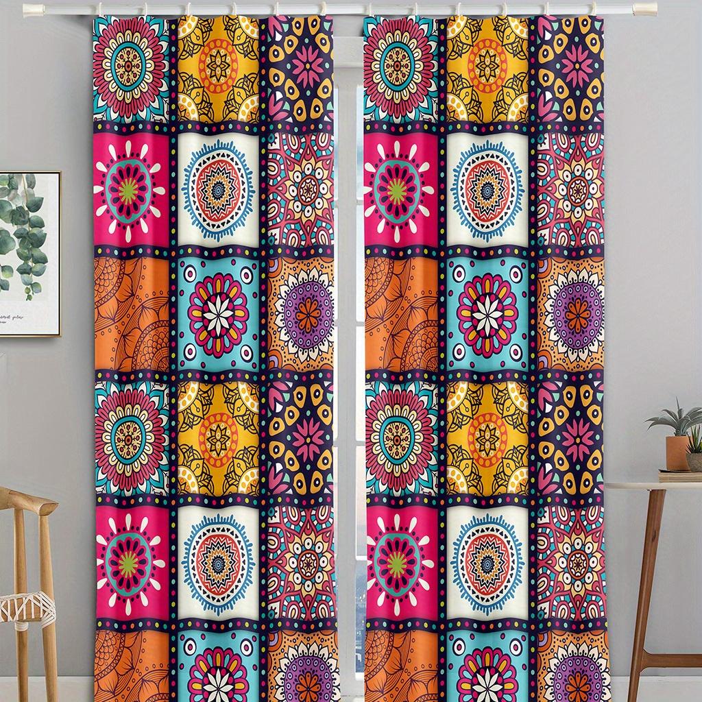 Baroque Abstract Geometric Bohemia BohoWindow Curtains Blinds for Kids Living Room Bedroom Kitchen Door Home Decor 2Pcs Bothroom