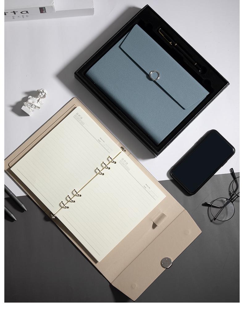 A5 Three-fold Loose-leaf Notebook with Card Slot and Receipt Holder for Office Meetings