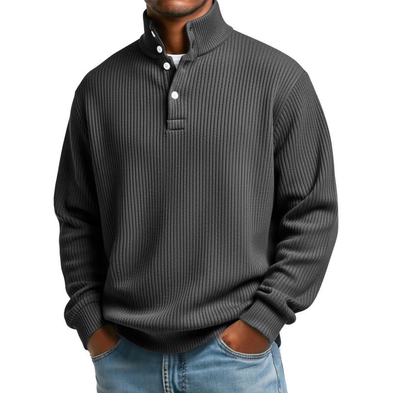 2024 Herren Retro Europa 4-Knopf Henley Shirt, 3D Digitaldruck, Langarm, Lockerer Schnitt Mode Sweatshirt