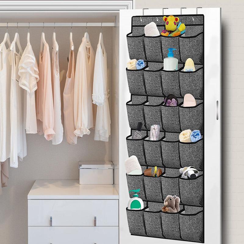 24Pocket Hanging Shoe Holder Storage Box Over Door Rack Hanger Closet Organize