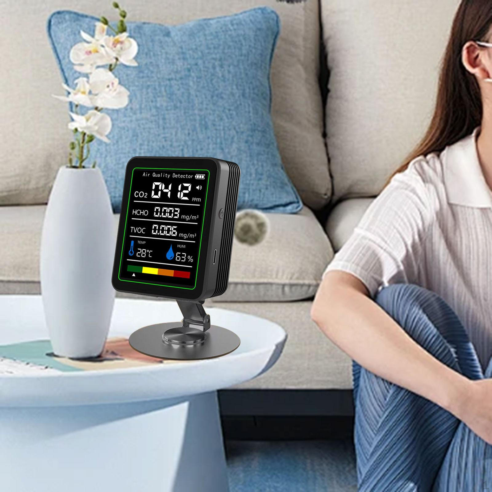 

Монитор качества воздуха Перезаряжаемый Дисплей реального времени для офиса кухни сада чёрный