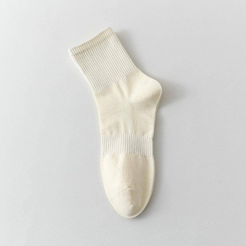Zhuji Women's Summer Lightweight Pure Cotton Mid-Calf Socks, Anti-Odor, Sweat-Absorbent, White, 7A Class.