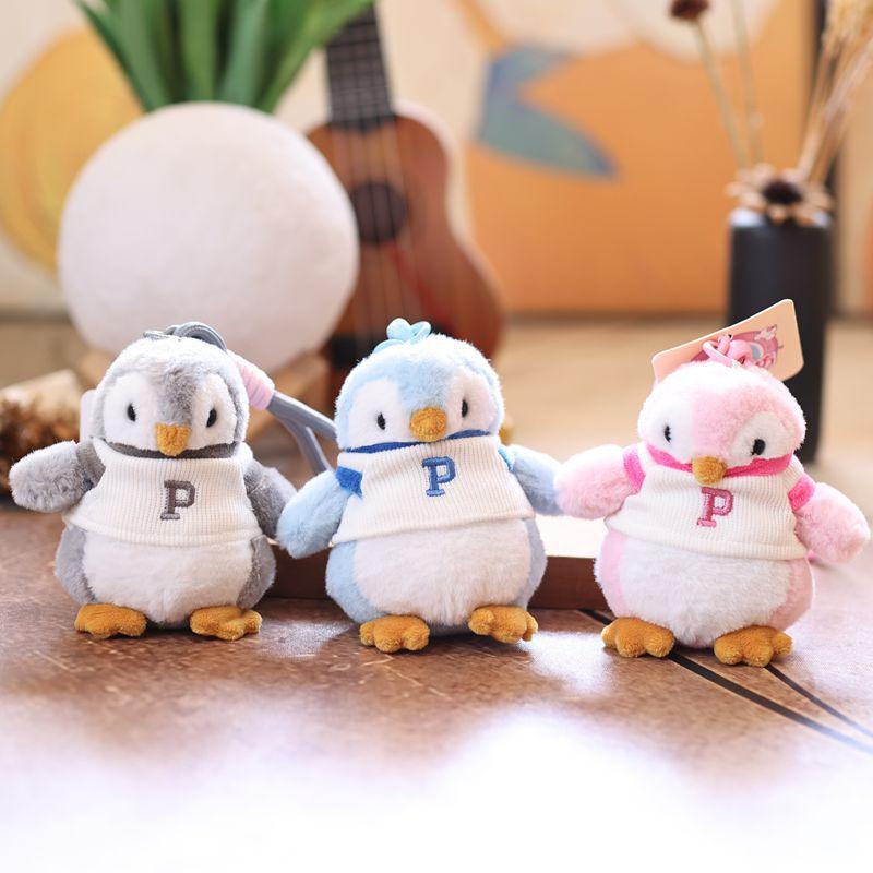 Tecknad Söt Liten Pingvin Plyschdocka Gosedjur Nyckelring Hänge Flickig Nyckelring Väska Hängande Ornament Par Tillbehör Gåvor
