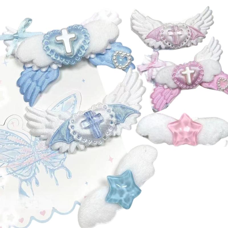 Y2K Harajuku Style Gothic Heart Angel Wing Hairpins 2/3Pcs for Women Fashion
