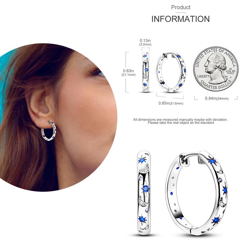 NEW Round Original CZ Hoop Earrings Heart U Shape Moon Star Unicorn Earring for Women Party Engagement Jewelry Gift