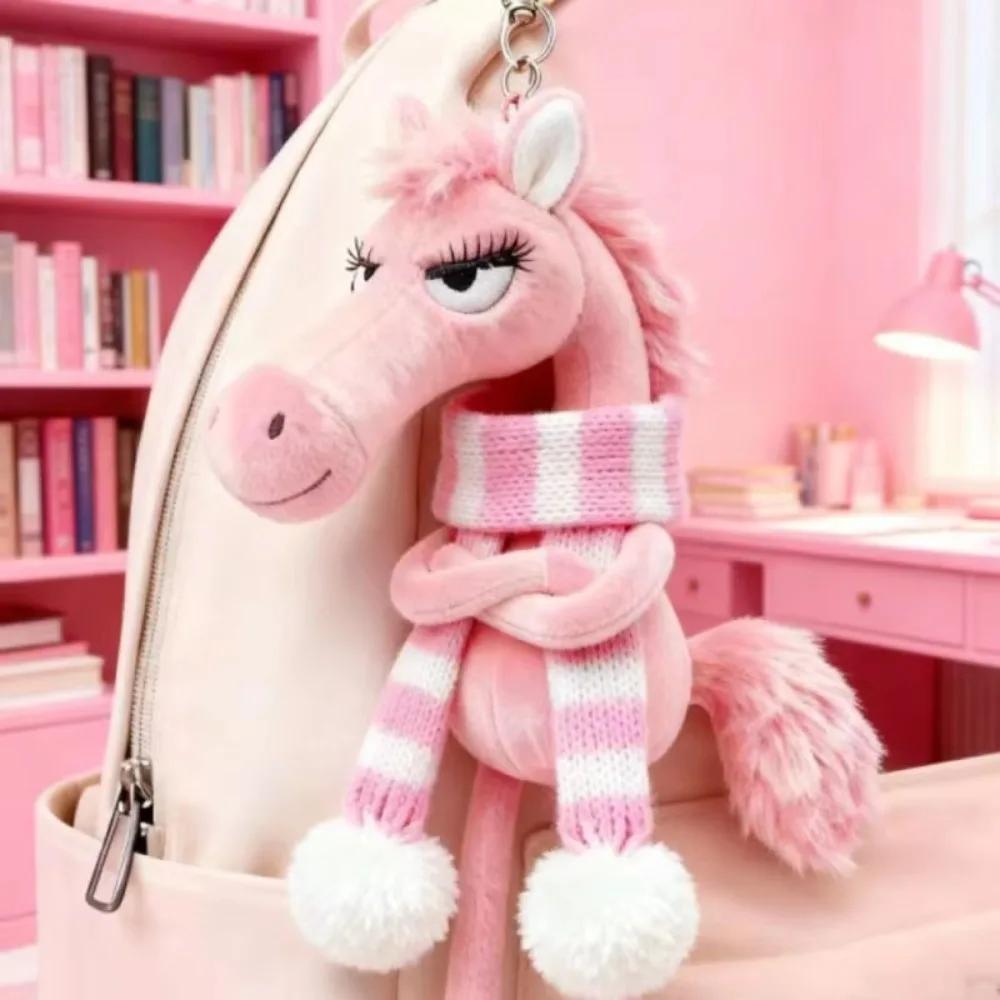 Adorable Creative Dark Horse Keychain Mascot Cute Simulation Horse Soft Chinese Style Zodiac Pony Figurine Room Decoration