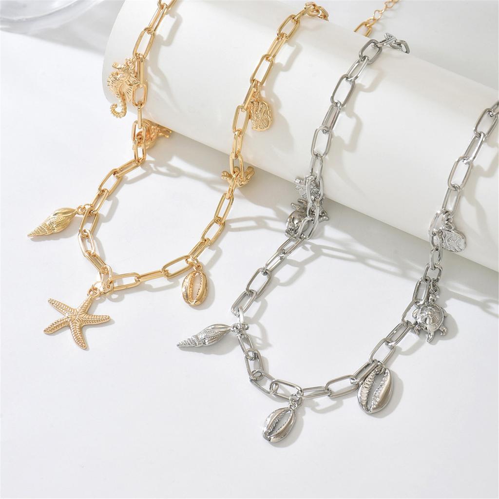 Bohemian Pearl Shell Pendant Necklace Adjustable Beach Jewelry Fashion Layered Chain For Women Vacation Layering Piece