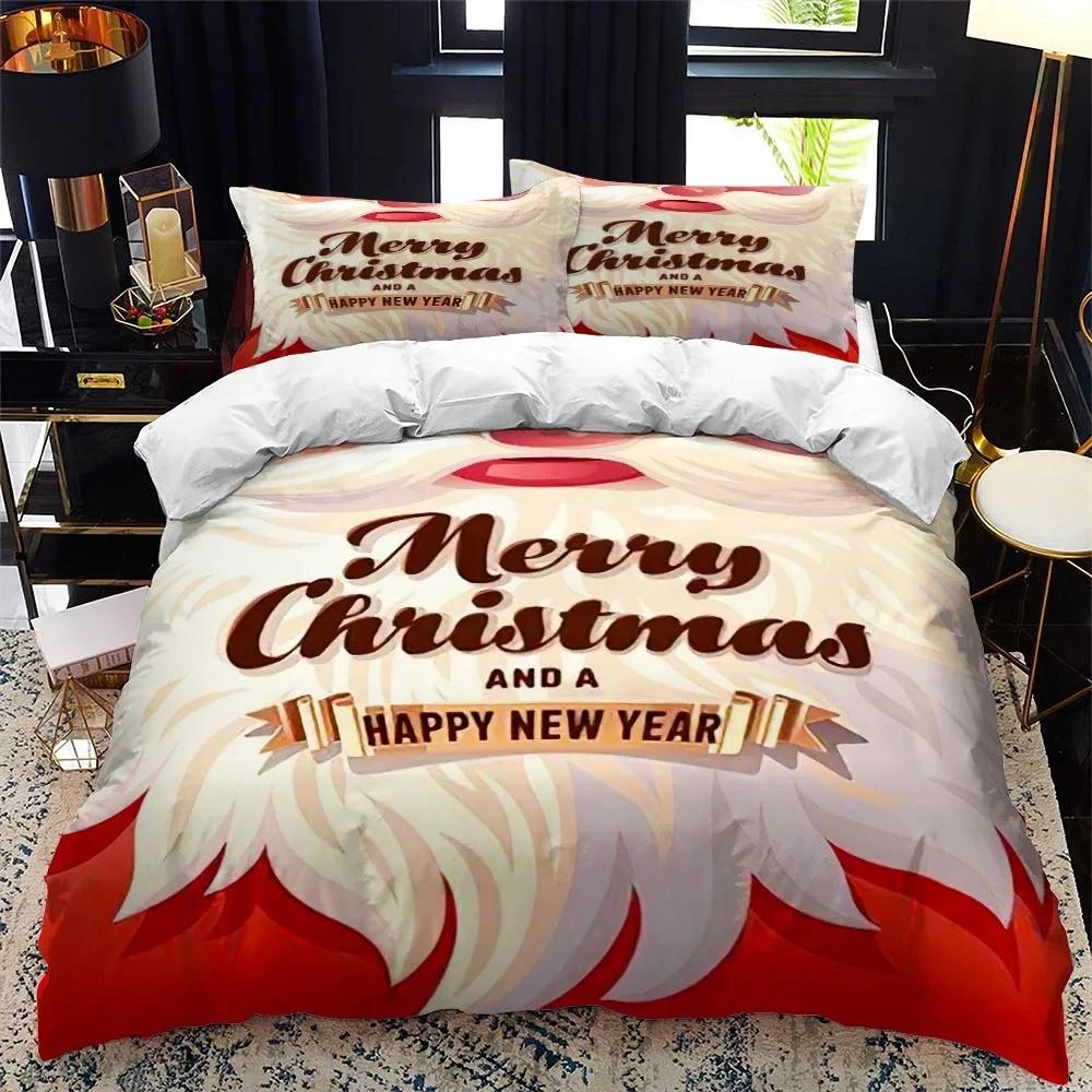 Christmas Duvet Cover Set for Boys Girls Teens King Queen Size Winter Red Santa Gift Merry Christmas Duvet Cover Bed Set