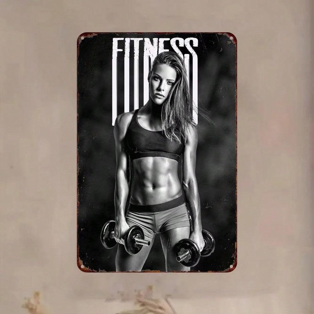 Retro Tin Sign Gym Fitness Girl Decor