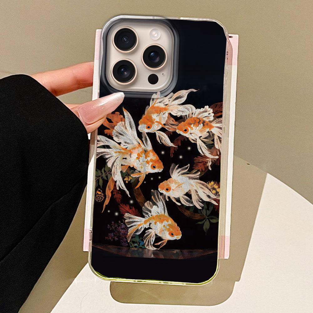 

Luckly Koi Goldfish Red Carp Feather Texture Phone Case for iphone 16 15 14 7 8 Plus 13 11 12 Pro Max X XS XR SE 2022 Back Cover iPhone 15 Pro білий