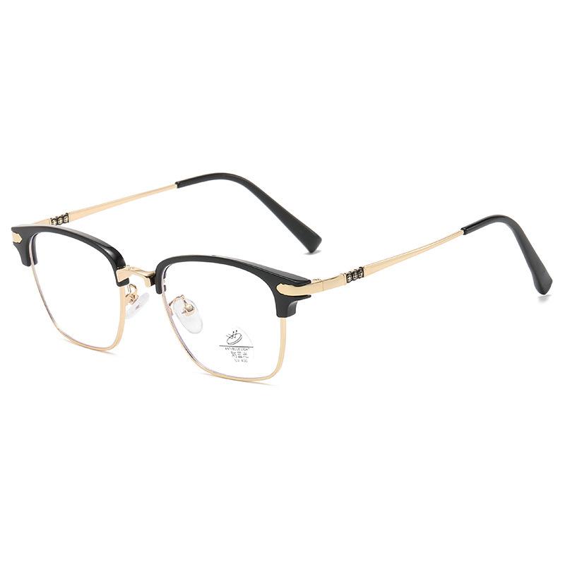 Men's Retro Anti-Blue Light Reading Glasses - Metal Frame for Middle-Aged and Older Users