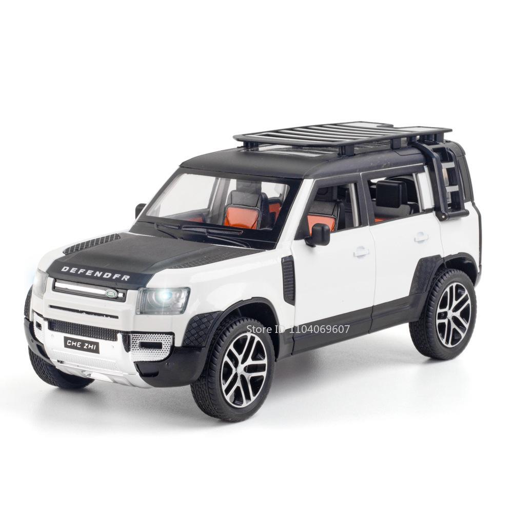 1:24 Land Rover Defender Toy Car Models Alloy Diecast SV2022 SUV Sound Light Doors Opened Pull Back Decoration Vehicle Toys Gift