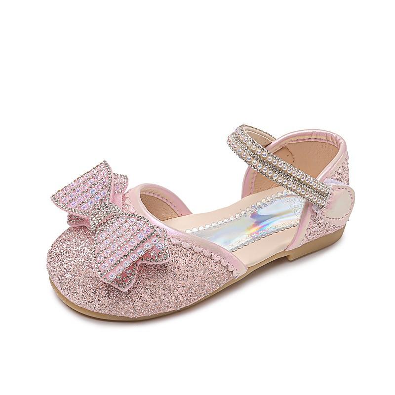 Kindersandalen für Mädchen Strass Schleife Zehen umwickelt Prinzessin Mary Janes für Party Hochzeit Shows Kindermode Schuhe 2024 Neu