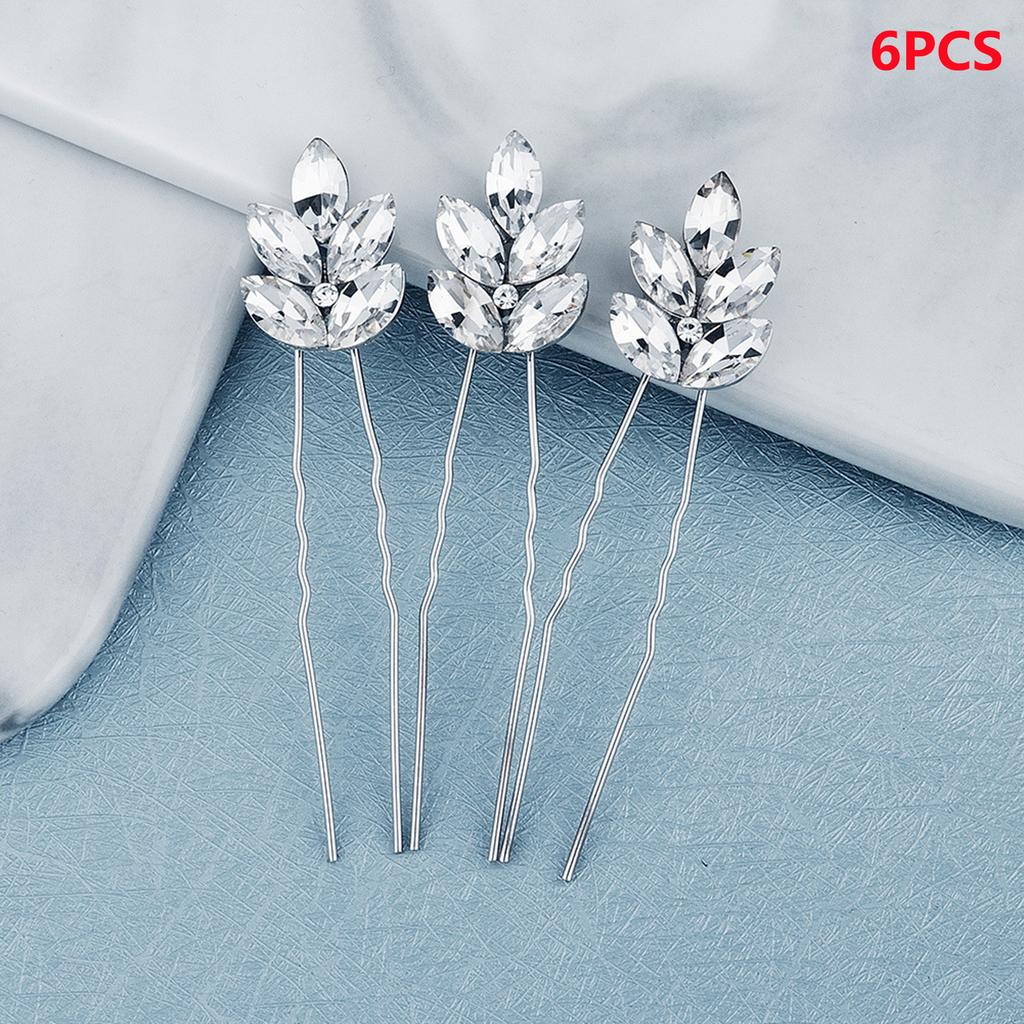 6PCS Bridal Wedding Hair Accessories Gold Color Leaf Hair Pins Clips for Women Jewelry Bride Headpiece Headwear Headdress Gifts