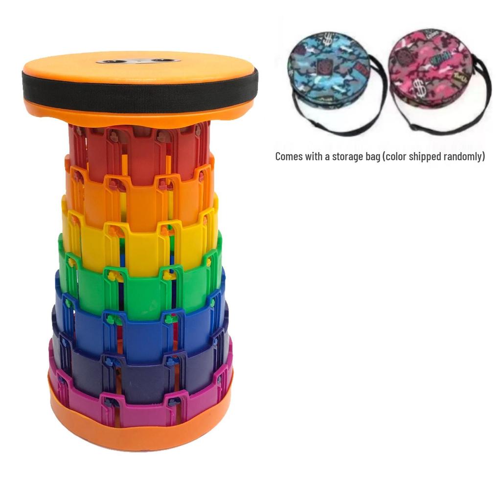 Portable Rainbow Folding Stool: Thickened, Non-Slip, Wear-Resistant, Retractable, and Telescopic
