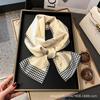 Long Silk Scarf Women's New Small Silk Scarf Printing Simulation Silk Tied Bag Streamer Explosion Sweet Little Scarf
