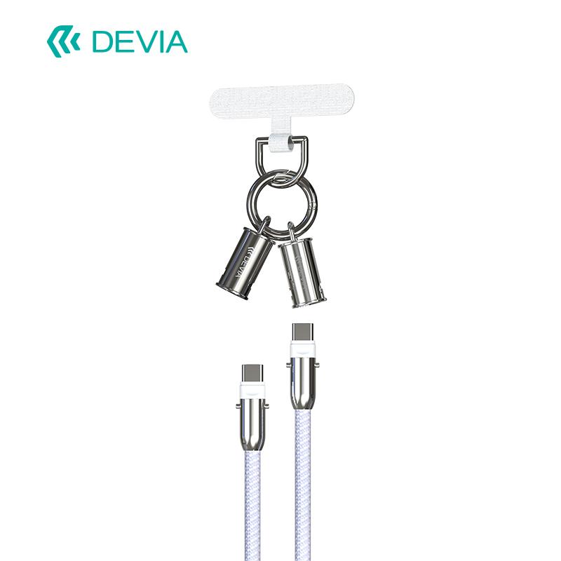 Devia 1.2M Braided Fast Charging Lanyard Data Cable for Mobile Phones 60W PD 27W USB Type-C 3A Current Alloy Material C to C L 1.2m