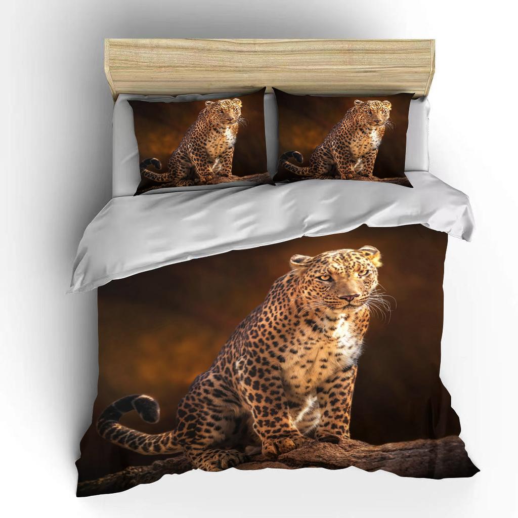 Neues Leoparden-Bettwäscheset 2023, 3D-Tierdruck, Bettbezug, Schwarz-Weiß, Luxus-Heimtextilien, Queen- und Kingsize, für Erwachsene und Kinder