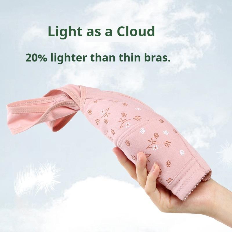 Printed Front Buckle Underwear Women's Soft Cotton Vest Style Middle-aged and Elderly Bra Large Size No Ring Underwear