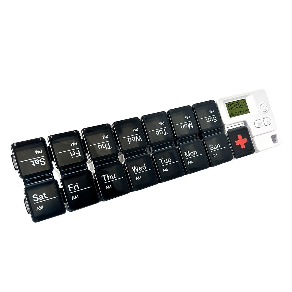 2026 Pill Organizer with Medicine Reminder Alarm Weekly Large Capacity Vitamin Box Organizer AM PM Daily Travel Medication Box