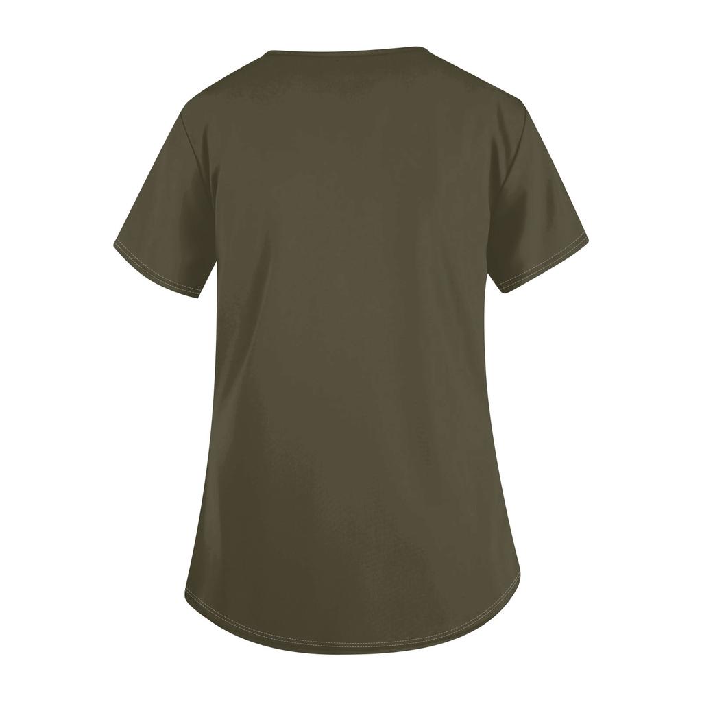 Women's Fashion V-neck Short Sleeve Workwear With Pockets Printed Tops