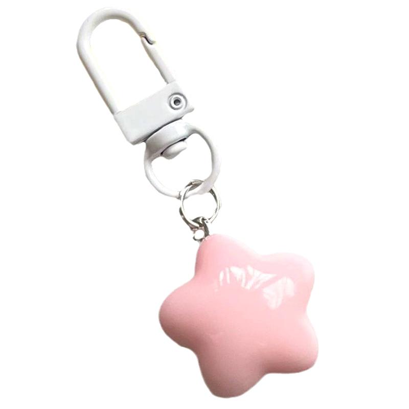 Cute Yellow Pink Stars Keychain Pendant Keyring For Girls Backpack Charm Headphone Case Accessorie Creative Gifts