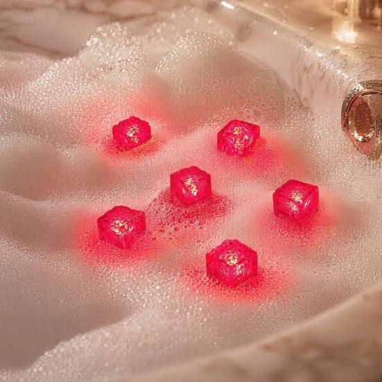 12 Pcs Glowing Ice Cubes Water Activated Color Changing LED Lights Submersible Bar